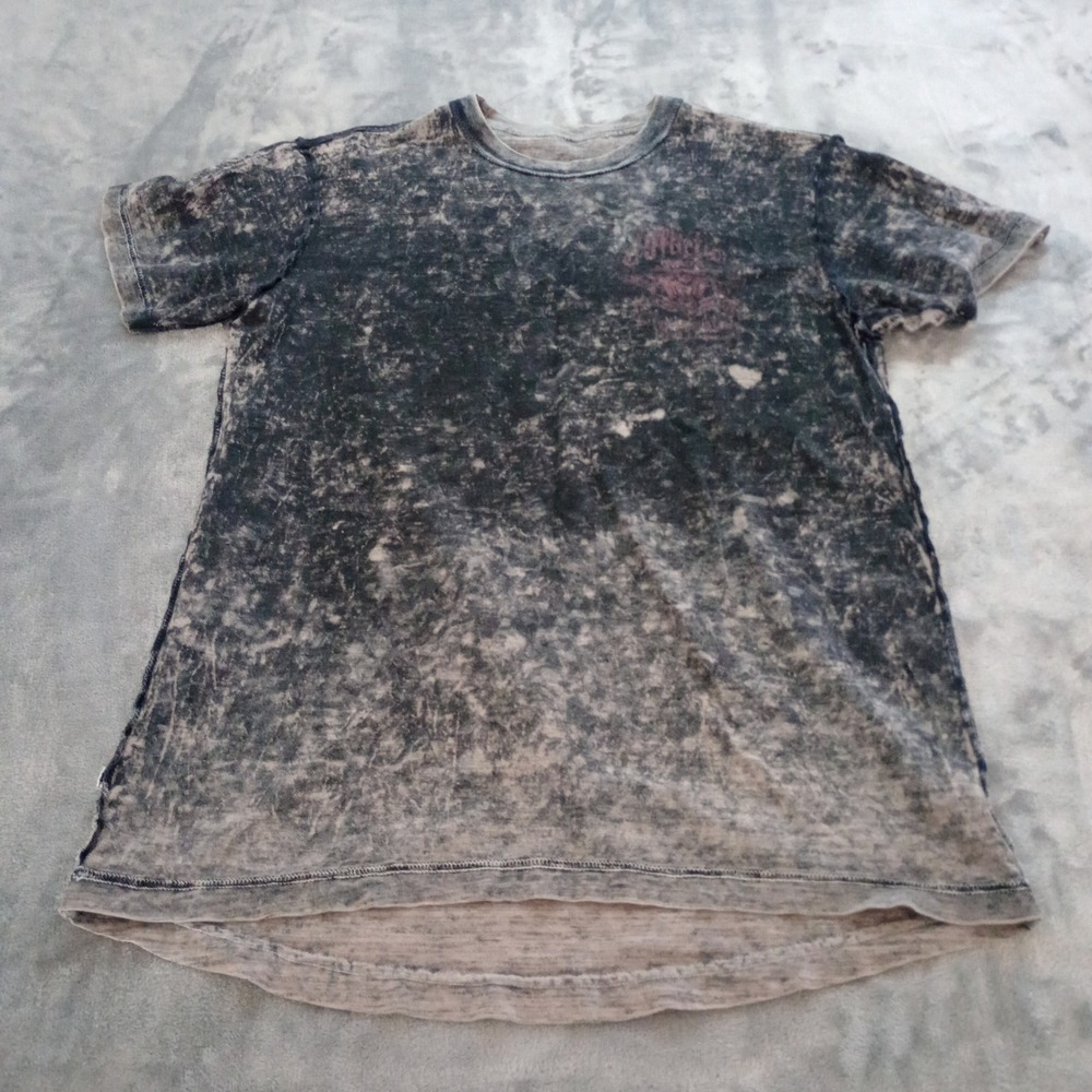 Affliction Reversible Graphic T Shirt Mens Medium Grey Black Burnout Grunge Y2K‎